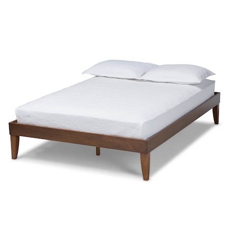 Baxton Studio Lucina Mid-Century Walnut Brown Finished Queen Size Platform Bed Frame 160-9639